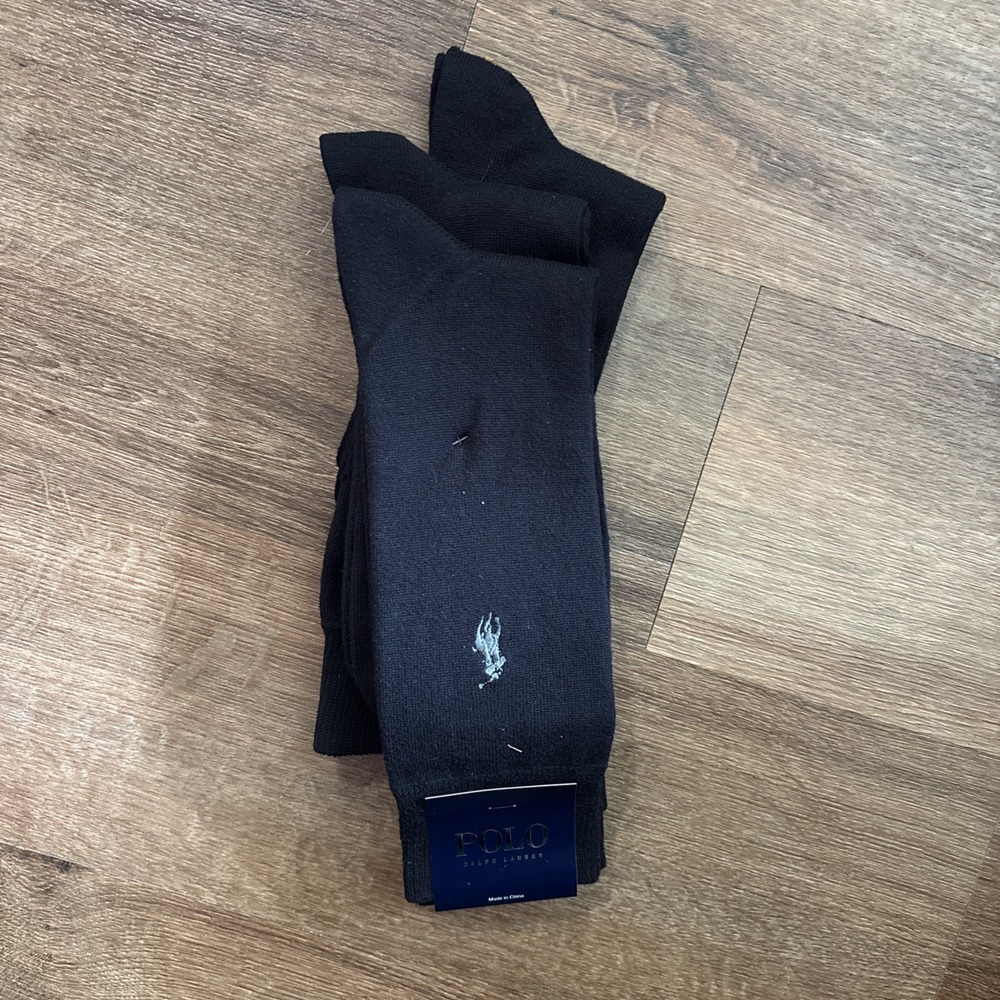 Polo Ralph Lauren Supersoft Dress Socks Mens 10-13 Navy Extended 3-Pack New